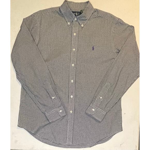 Ralph Lauren Classic Fit Gingham Shirt L Black White Purple Pony Cotton EUC - Picture 4 of 13